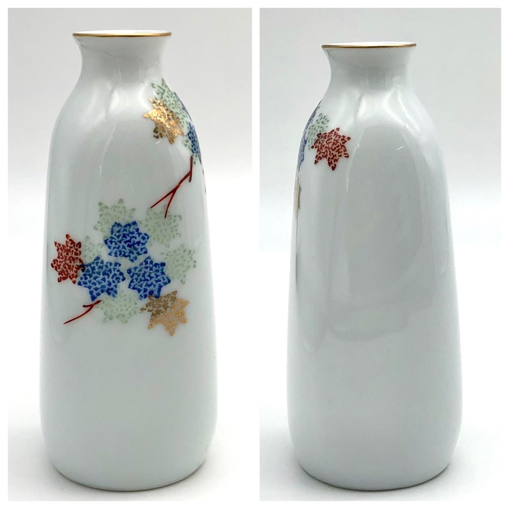 Vtg Fukagawa Sake Decanter Matching Set Porcelain Bud Vase Gold Gilt Arita Japan - Picture 5 of 9